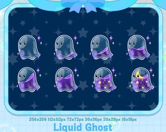 Purple Liquid Galaxy Ghost Sub Badges, Witchy Magic Ghost , Spirit Kawaii Emotes / Bit Badges for Streamers, YouTubers, Tiktokers, OBS