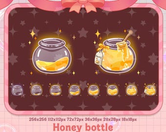 Cute Honey Bottle Sub Badges, Honey Bee Twitch Badges, Kawaii Yellow Liquid Twitch Bit Badges For Stream Gamer Vtuber OBS Youtube