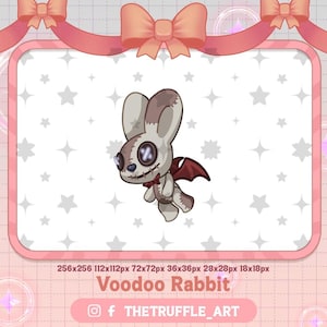 Animiertes Stream Haustier: Voodoo-Kaninchen mit Fledermausflügeln, niedliches Teufel-Häschen, Dekoration, Twitch-Asset für Vtube PNGTube, Streamer