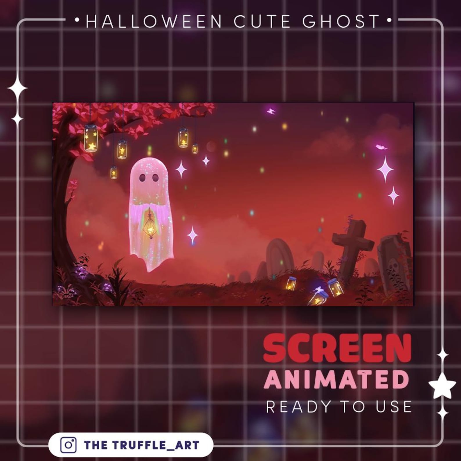 4 Animated Red Cute Ghost Twitch Screen/ Blood Halloween Night Loading ...