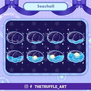 Cute Seashell Twitch Sub Badges, Liquid Sub Badges for Streamer, Vtuber, YouTuber, OBS, Twitch