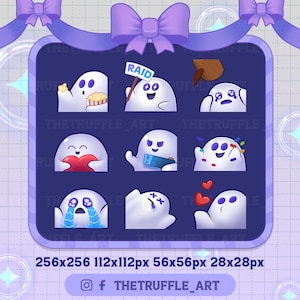 9 Ghost Emotes Pack for Twitch and Discord, Spooky Twitch Emotes, ghost emotes, Halloween Twitch Emotes, Ghost Twitch Emotes