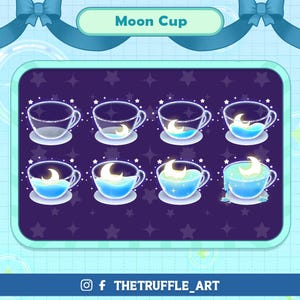 Galaxy Moon Blue Tea Sub Badges and Bit Badge, Coffee badges, Twitch Badges, Colorful Twitch Bit Badges Stream For Gamer Vtuber OBS Youtube