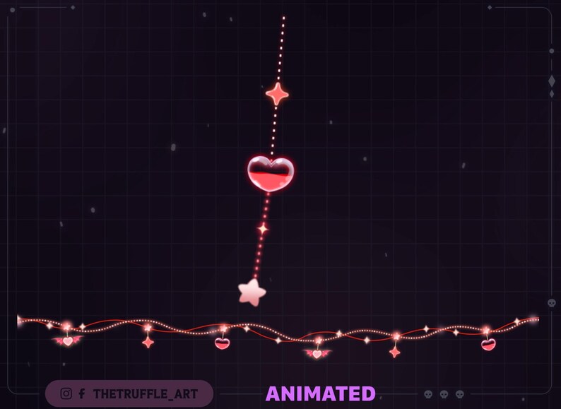 Red Heart Bat Wing Light Chains Animated Stream Decorations, Liquid ...