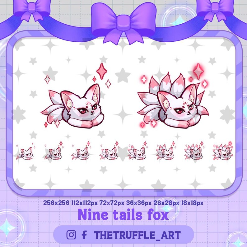 White Pink Blushed Kitsune Twitch Sub Badges/ Nine Tail Fox Twitch Sub ...