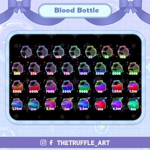 31 Number Vampire Blood Bottle Sub bit Badges, Liquid Potion Twitch Badge, Halloween Bottle Twitch Bit Badge Stream Gamer Vtuber OBS Youtube