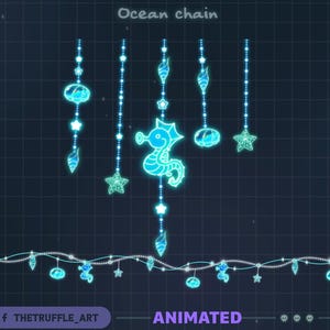 Seahorse Ocean Light Chains Animated Stream Decoration, Ocean Element Light, Sea Furin  Twitch Overlay for Streamer, Vtuber, OBS, Streamlabs