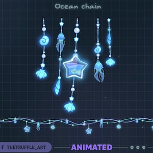 Blue Ocean Light Chains Animated Stream Decorations, Ocean Elements Lights, Sea Furin  Twitch Overlay for Streamer, Vtuber, OBS, Streamlabs