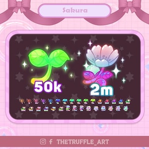 31 Number Cute Color Sakura  Flower Twitch Bit Badges / Sub Bit | Twitch Icon | Discord Roles | Stream Badges | Twitch, YouTube, Discord