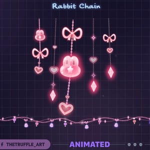 Pink Rabbit Light Chains Animated Stream Decorations, Cute Flower Furin Light Stream Decorations for Streamer, OBS, Streamlabs
