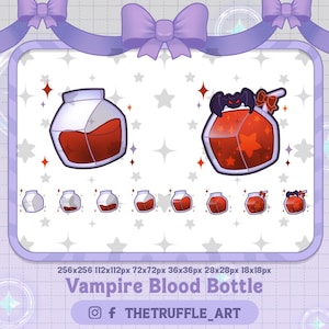 Vampire Red Blood Bottle Sub Badges, Liquid Potion Twitch Sub Badges, Halloween Bottle  Twitch Bit Badges Stream Gamer Vtuber OBS Youtube