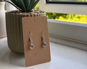 Silver Swirl Charm Earrings, Hypoallergenic Hook, Y2K Funky Theme