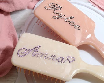 Personalized Name Comb, Custom Crystal Name Brush, Birthday gift for her, Bachelorette Gifts