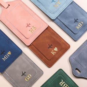 Personalized Gold Stamped Leather Luggage Tag: Honeymoon Travel Gift