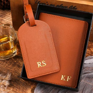 Gepersonaliseerde paspoorthouder en bagagelabel | Huwelijkscadeaus cadeau voor bruidsmeisjes | Reisaccessoires Set bagagelabel paspoorthoes