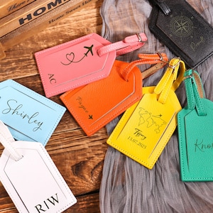Personalized Leather Luggage Tag: Custom Engraved Travel Gift