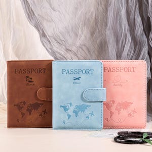 Personalized Passport Holder & Luggage Tag Set: Engraved Synthetic Leather