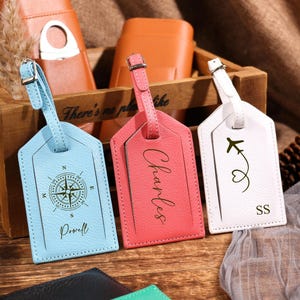 Personalized Leather Luggage Tag: Custom Engraved Travel Gift