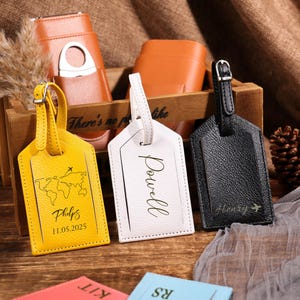 Personalized Leather Luggage Tag: Custom Engraved Travel Gift