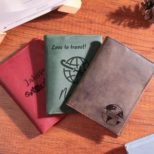 Personalized Leather Passport Holder with AirTag Pocket: Engraved Travel Gift