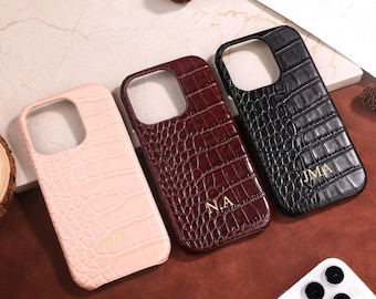 Personalized Crocodile Leather iPhone Case, Custom IPhone 17 case for women