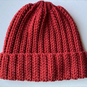 Easy Crochet Beanie Pattern, Classic Ribbed Beanie PDF Pattern