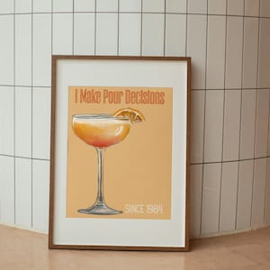 Póster de cóctel personalizado, arte divertido para la cocina, arte de pared para el bar del hogar, regalo de cumpleaños para barman, entusiastas de los cócteles, regalo para ella