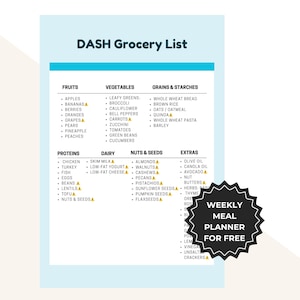 DASH Diet Grocery List Printable: Low Sodium, Heart-Healthy (PDF)