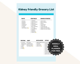 Kidney-Friendly Grocery List: Renal Diet Food Chart (PDF)