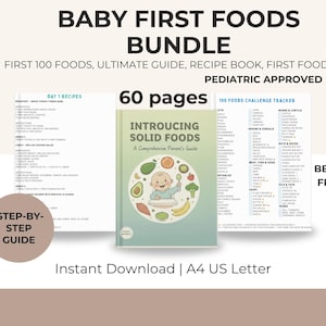Baby First Foods grote bundel: 100 voedingsmiddelen-tracker, speenmaaltijdplan (digitale download)