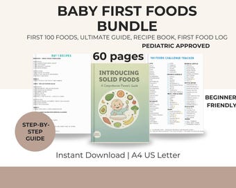 赤ちゃんの初めての離乳食ラージバンドル：100種類の食品トラッカー、離乳食プラン（デジタルダウンロード）