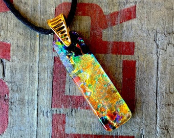 Luminescent - Fused "Druzy" Dichroic Glass Pendant with Cord or Chain