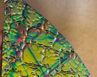 Dichroic Glass Square (4x4"- Corner) - CBS Cobblestone Texture on Bullseye 2MM Black - 90COE