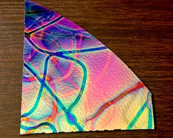 Dichroic Glass - 4 1/2 x 4" Corner - Voltage Pattern, Black 2mm -90 COE