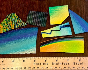 Dichroic Glass Scrap (4 oz) on Black Glass 90 COE  Plus FREE Dichro