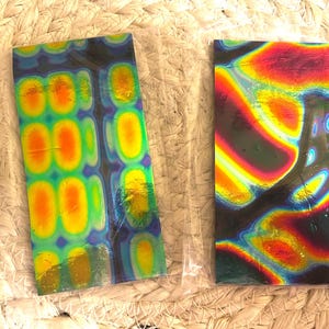 Dichro Magic and CBS Dichroic - Twi 2&quot; x 4&quot; Pieces of Dichroic Glass on Black 90 COE - Various Patterns plus FREE Dichro