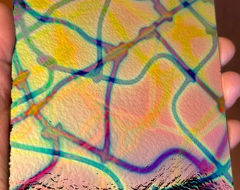 Dichroic Glass - 4x4 Square - Voltage Pattern, Black 2mm -90 COE