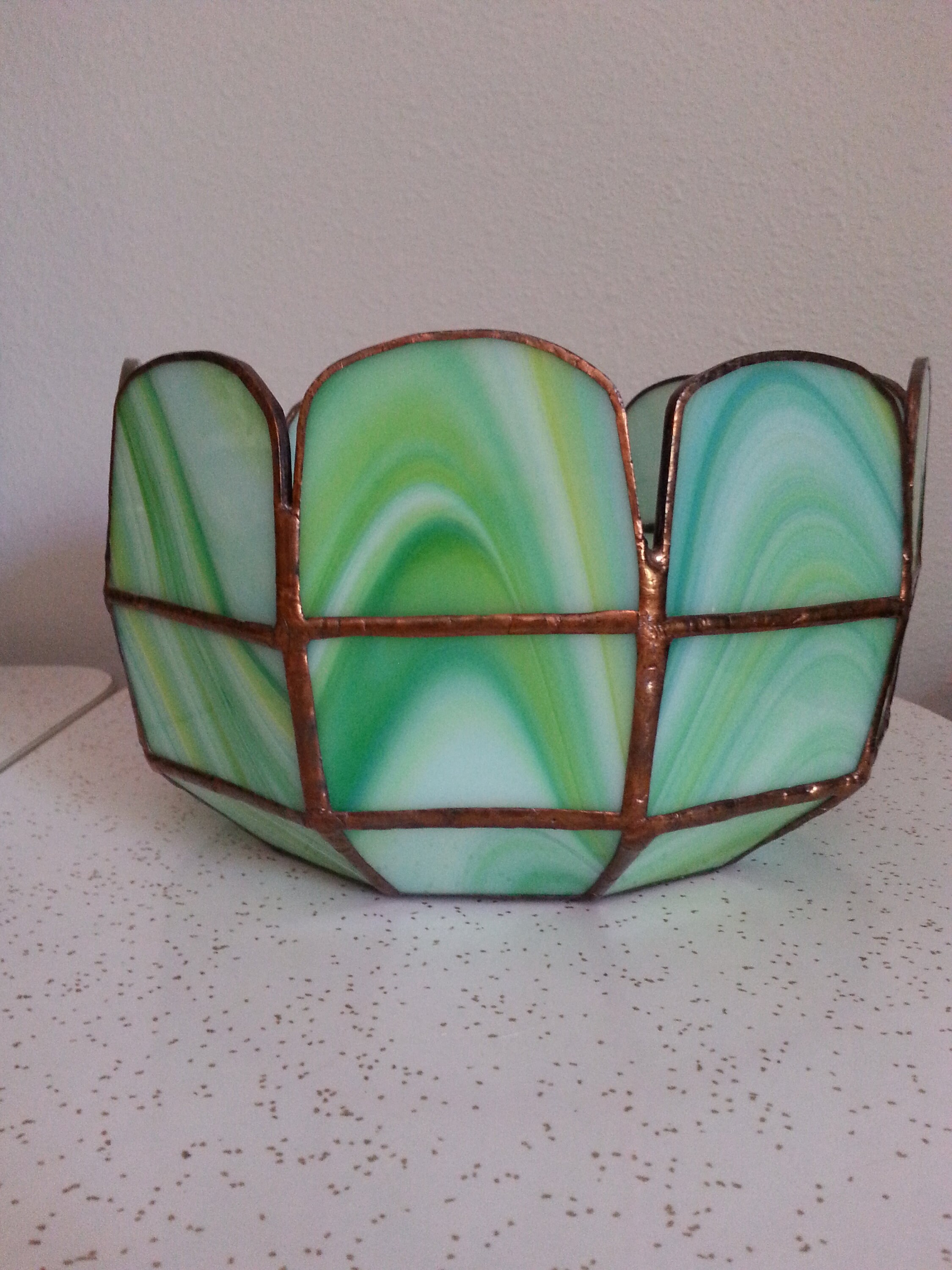Handmade Stained Glass Terrarium Planter Bowl in Vibrant Green Etsy
