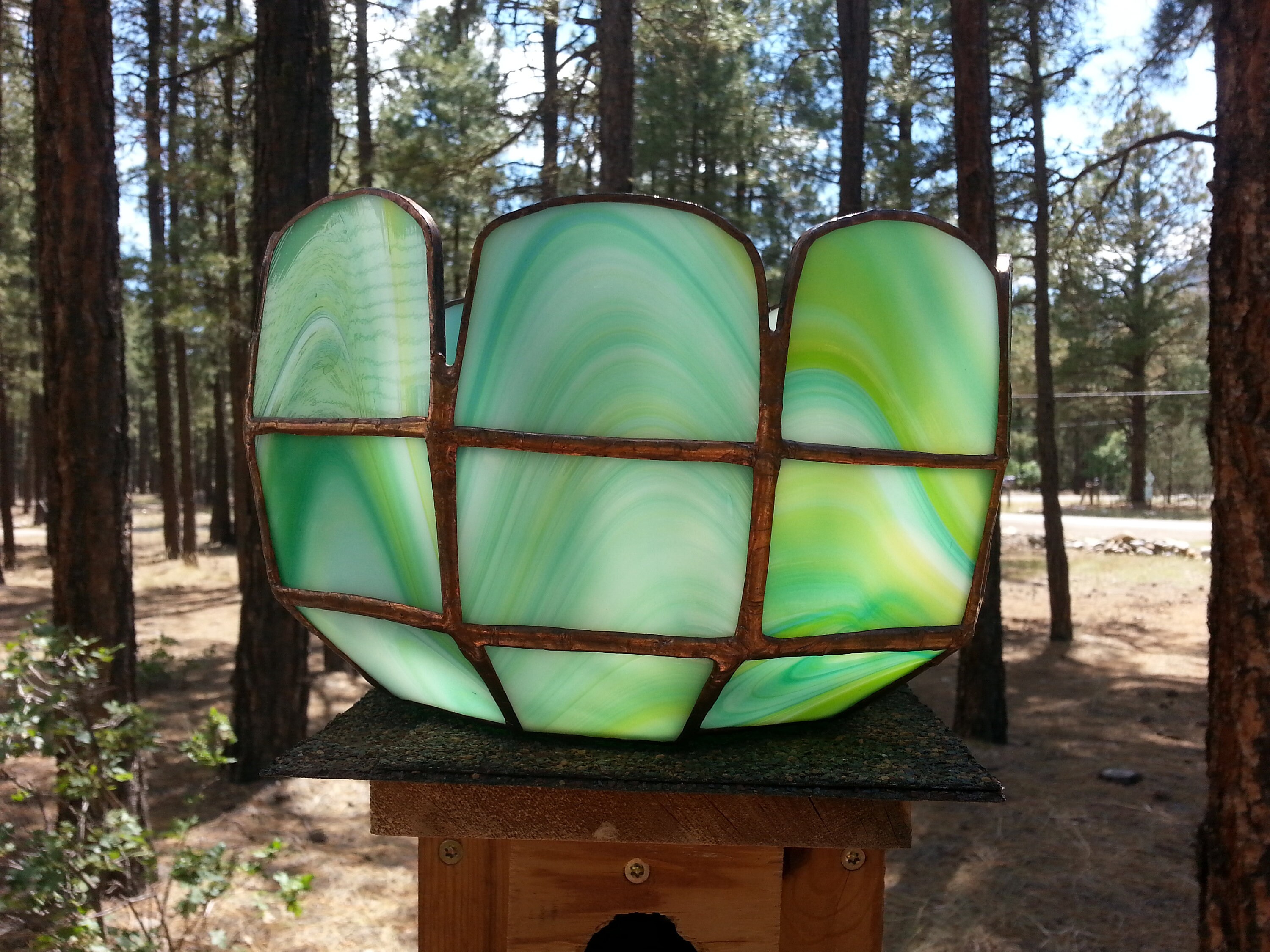 Handmade Stained Glass Terrarium Planter Bowl in Vibrant Green Etsy