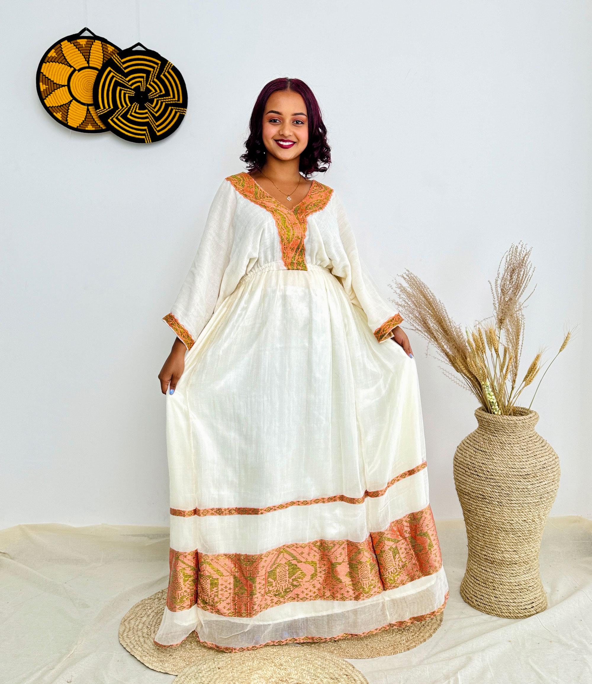 Peach Habesha Dress Modern Ethiopian Dress Hab34 - Etsy