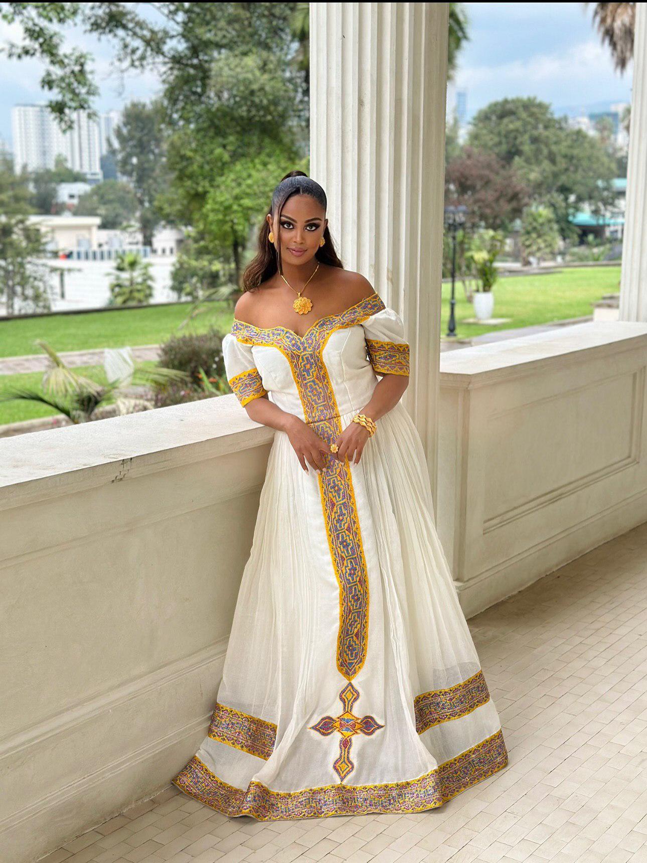 ethiopian traditional dress fashion show ethiopian modern traditional dress Gold and Green Modern Habesha Kemis