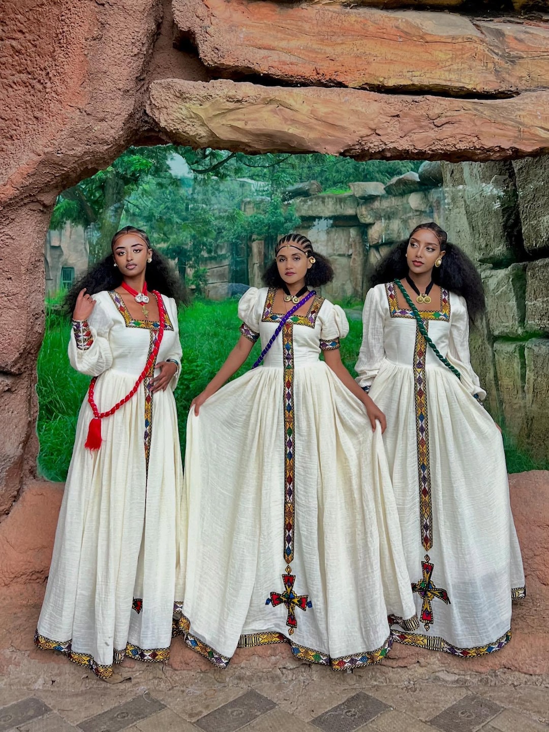Nardi Ethiopian Habesha Dress | Traditional Tibeb Design Ethiopian ...
