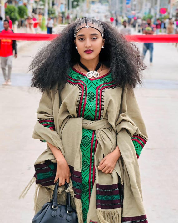 Mahlet Green Ethiopian Dress | Embroidered Habesha Dress for Cultural  Celebrations | Traditional Habesha Kemis - Etsy Israel