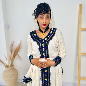 Black Habesha Dress Stunning Pattern Ethiopian Dress Hab37