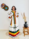 Ethiopian Flag-Inspired Habesha Dress with Bold Green, Yellow, and Red Accents Stylish Ethiopian Dress for Cultural Pride Hab05 product logo