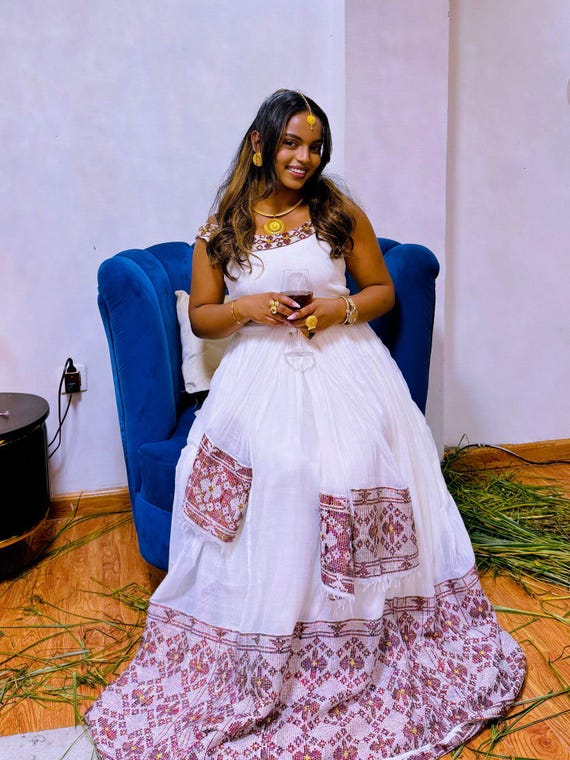 best habesha dress design Black Embroidery Elegant Modern Habesha Dress Ethiopian Libs