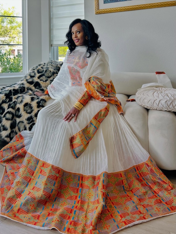 orange embroidered dress Tangerine Flair Midi Dress Teuta Matoshi