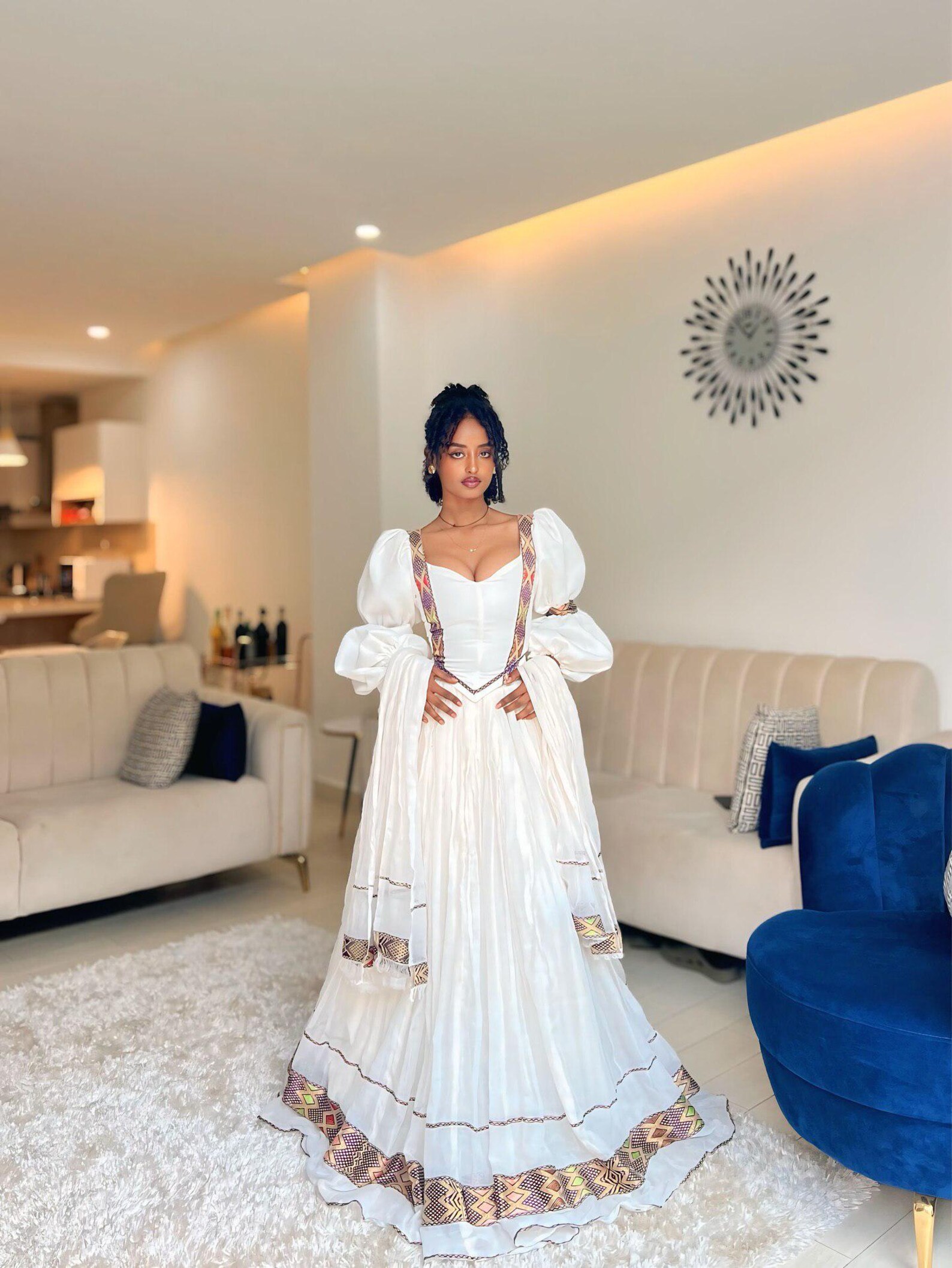 Adanech Ethiopian Traditional Dress | Colorful Woven Borders Habesha ...