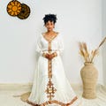 Ethiopian Dress| Simple Gold Habesha Kemis | Traditional Ethiopian Dress | 100% Handcrafted Habesha Dress Hab90 product logo