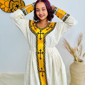 Yellow Habesha Dress Cultural Ethiopian Dress Hab28